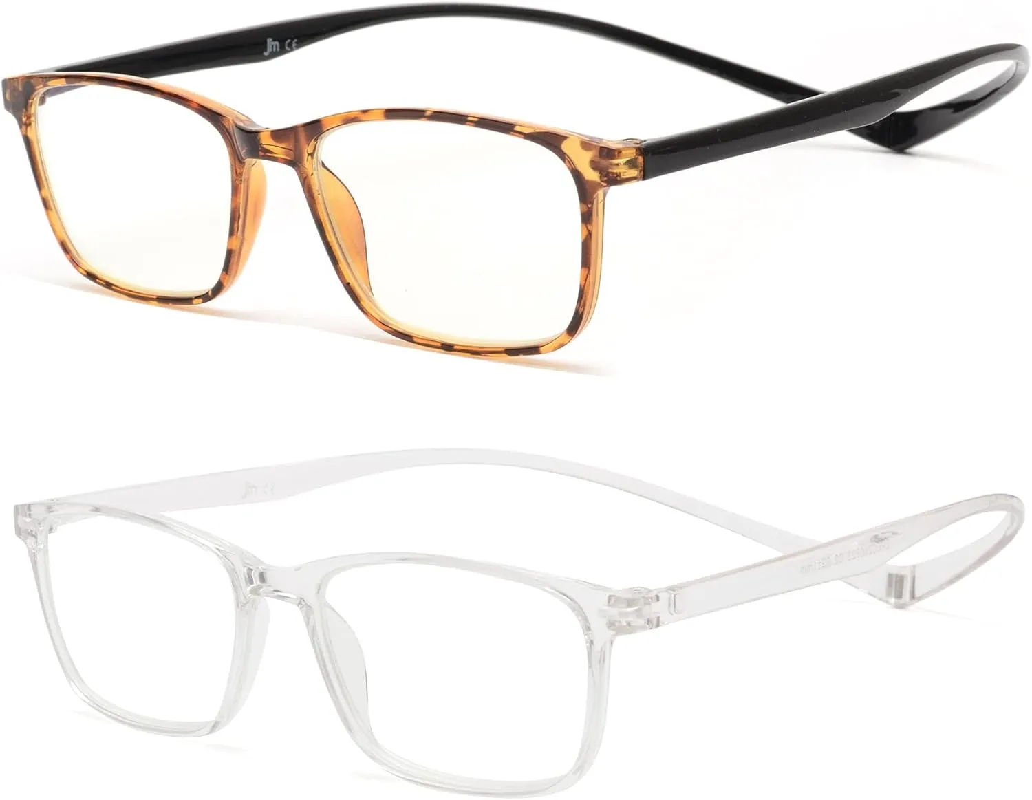 JM 2 Pack Magnetic Reading Glasses for Men Women, Hang Neck Blue Light Blocking Computer Readers Tortoise & Clear  1.0