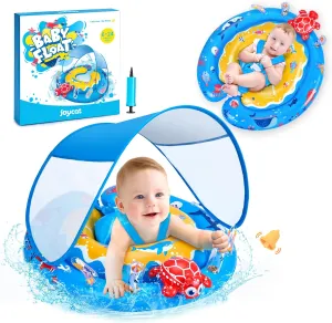 JOYCAT Baby Pool Float with Canopy,Convertible Inflatable Infant Swim Pool Floats with Adjustable Safety Seat,Flotadores para Bebes,Baby Floaties 6-24 Months,Swimming Floaty for Toddlers 1-2 Year Old