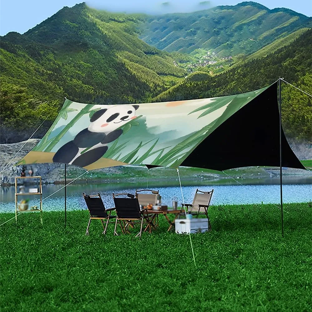 KAFELE Cute Panda-Shaped Octagonal Butterfly-Shaped Outdoor Camping Sunshade with Accessories,300 * 400cm