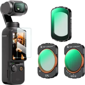 K&F Concept Magnetic Effect & ND & CPL Filter Set Compatible with DJI Osmo Pocket 3, 3 Pack CPL Black Diffusion 1/4 ND2-32 Filters Accessories, HD Optical Glass/Multi-Coated