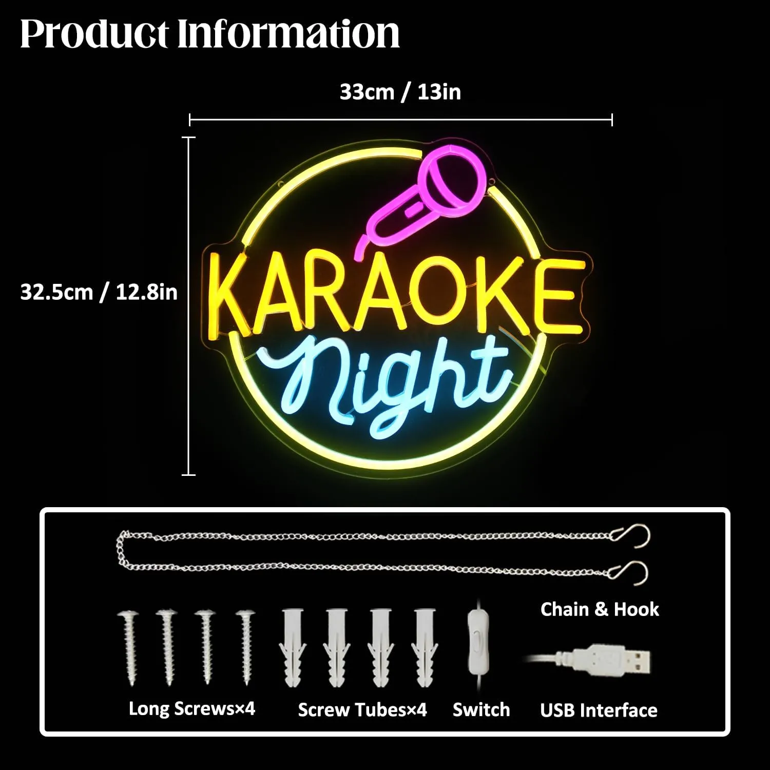 Karaoke Night Neon Sign Music Room Decor Karaoke Bar LED Sign for Wall Decor Karaoke Live On Air Neon Lights Signs Bar Open Neon Wall Light for Music Studio Game Room Decor