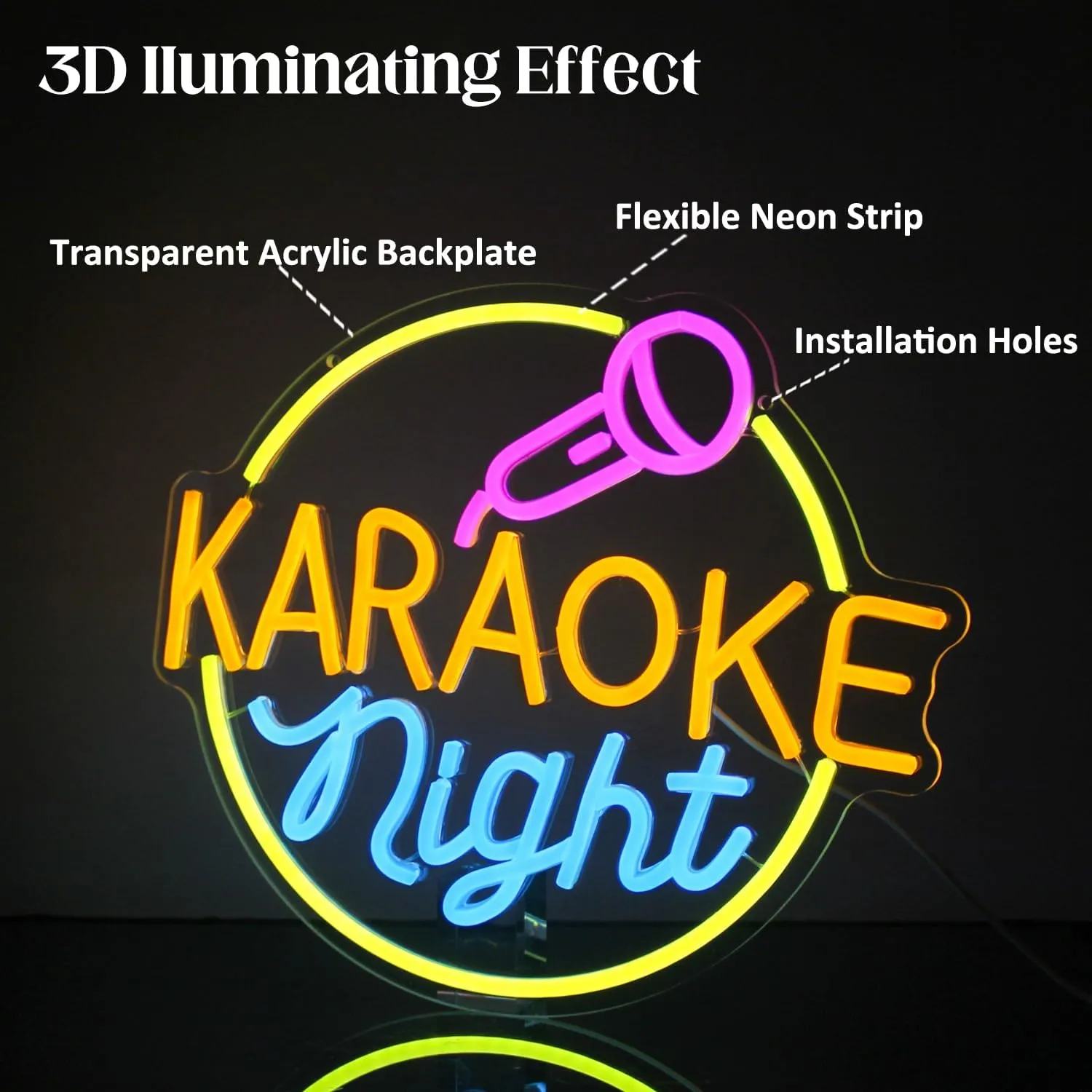 Karaoke Night Neon Sign Music Room Decor Karaoke Bar LED Sign for Wall Decor Karaoke Live On Air Neon Lights Signs Bar Open Neon Wall Light for Music Studio Game Room Decor