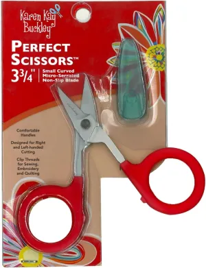 Karen Kay Buckley® Perfect Scissors™, Small 3-3/4 Inch #KKBPSC Curved Micro-Serrated Non-Slip Blade for Thread Snipping, Machine Quilting, Embroidery, Appliqué. Allows for Up Close Trimming