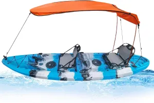 Kayak Umbrella Sun Protection Kayak Shade Rain-proof 49in Boat Shades Canopy with Elastic Band Outdoor Boat Umbrella for 1-2 People, Orange Kayak Shade