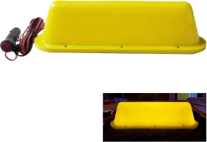 keehui Yellow Blank Shell with Yellow LED Tape 12V DC Car Taxi Cab Roof Top Sign Light Magnetic with 3m Cigarette Lighter Power Cords