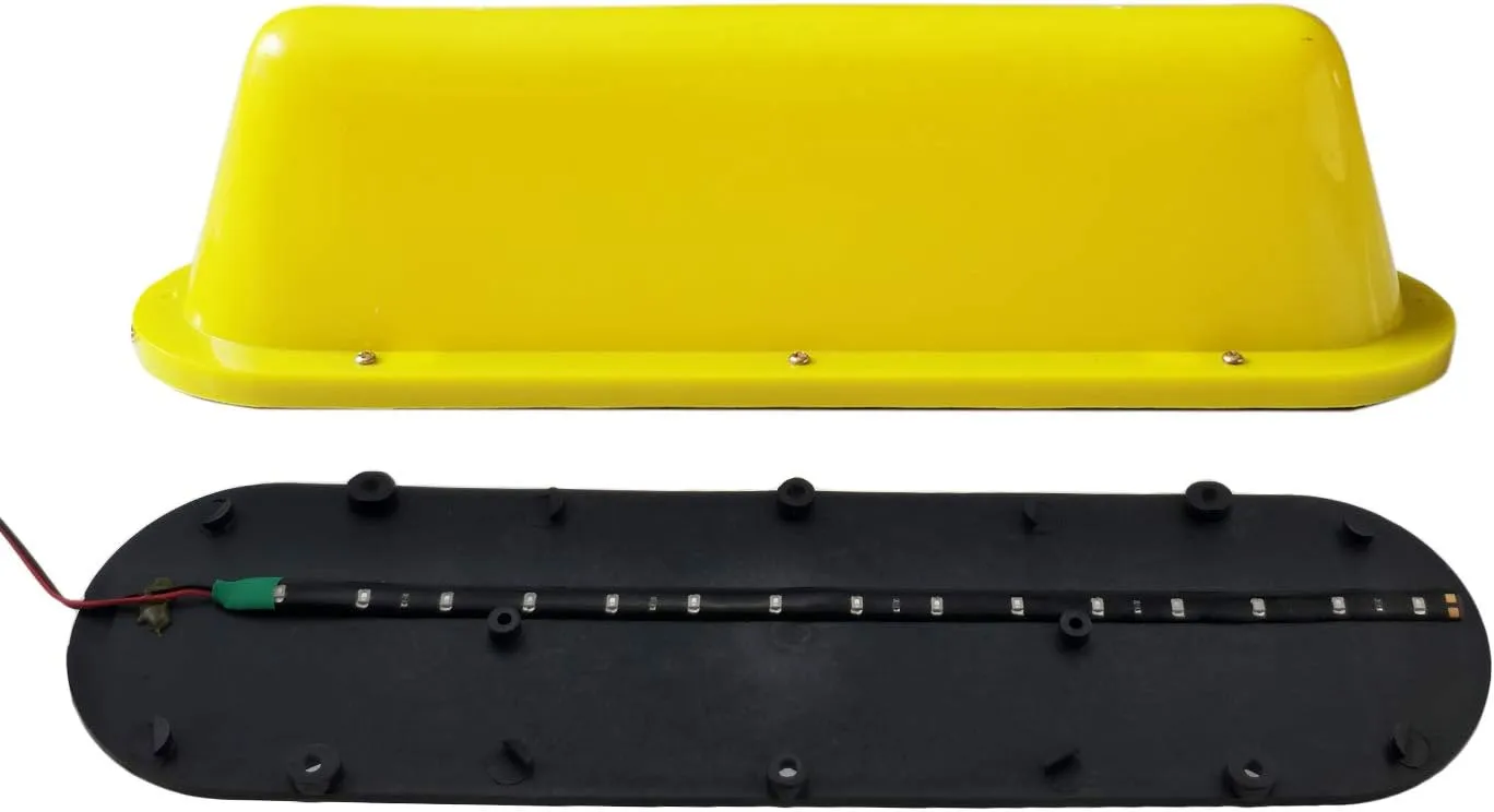 keehui Yellow Blank Shell with Yellow LED Tape 12V DC Car Taxi Cab Roof Top Sign Light Magnetic with 3m Cigarette Lighter Power Cords