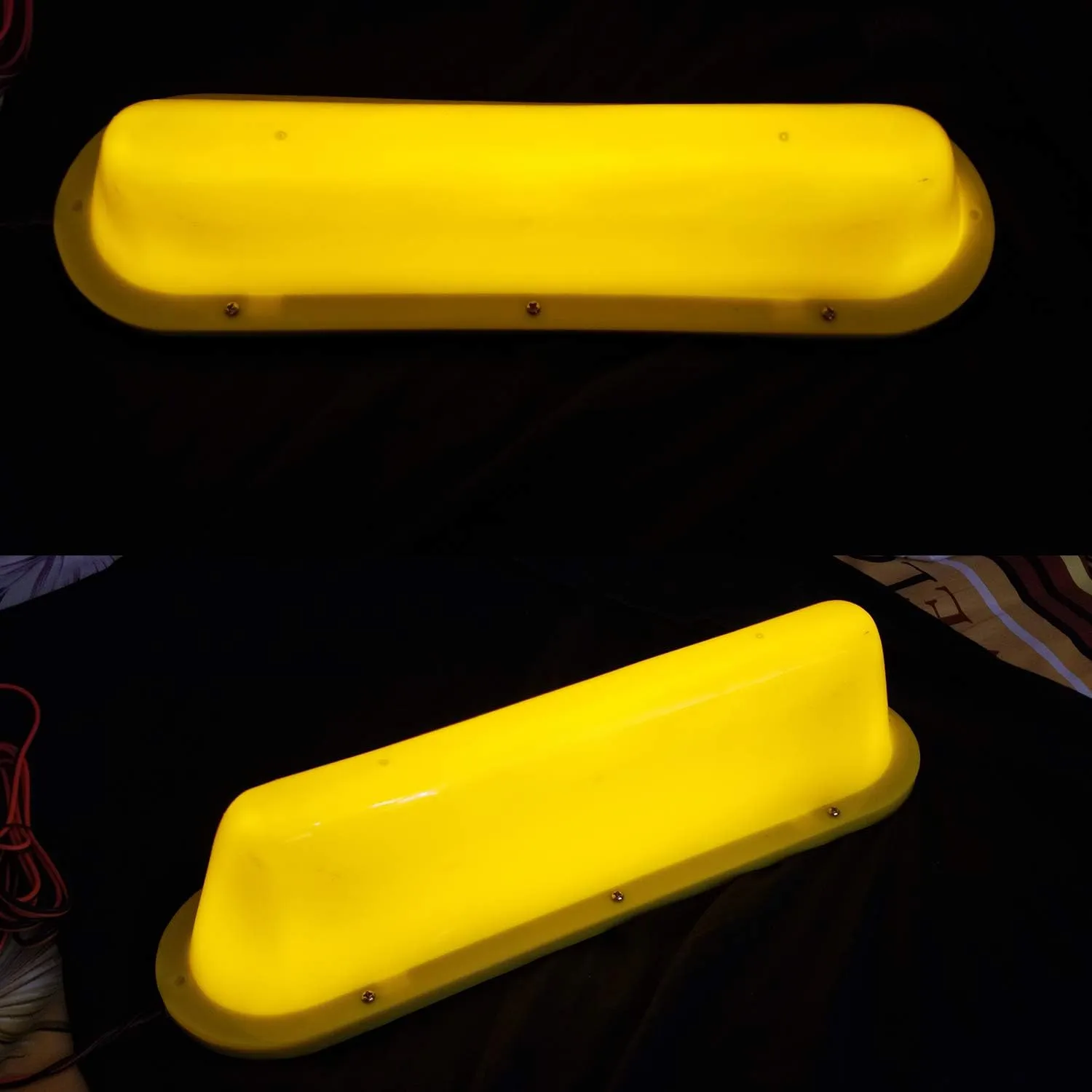 keehui Yellow Blank Shell with Yellow LED Tape 12V DC Car Taxi Cab Roof Top Sign Light Magnetic with 3m Cigarette Lighter Power Cords