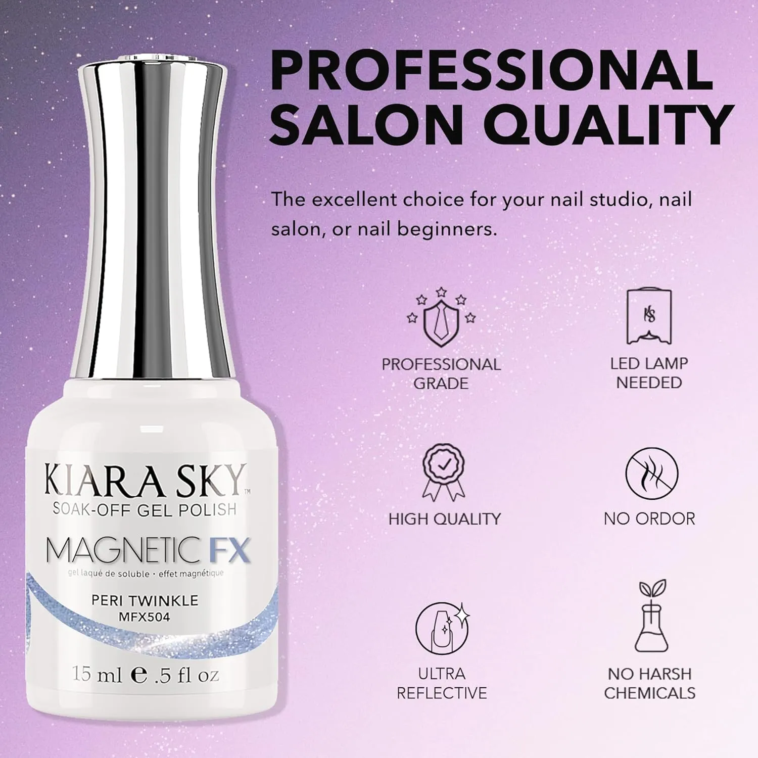 KIARA SKY Gel Polish MagneticFX Magnetic Cat Eye Effect Soak Off 0.5 fl oz, Peri Twinkle (baby blue)