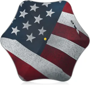 Kids Long Handle Folding Umbrella American Usa Flag Vintage - Easy Push Switch for 3-8 Years Old, Waterproof & UV50  Protection, Safe & Cute Design Umbrella for Rain