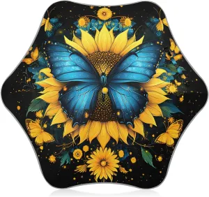 Kids Long Handle Folding Umbrella Animal Butterfly Floral Sunflower - Easy Push Switch for 3-8 Years Old, Waterproof & UV50  Protection, Safe & Cute Design Umbrella for Rain