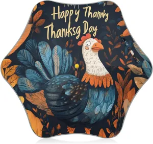 Kids Long Handle Folding Umbrella Autumn Harvest Turkey Leaves - Easy Push Switch for 3-8 Years Old, Waterproof & UV50  Protection, Safe & Cute Design Umbrella for Rain