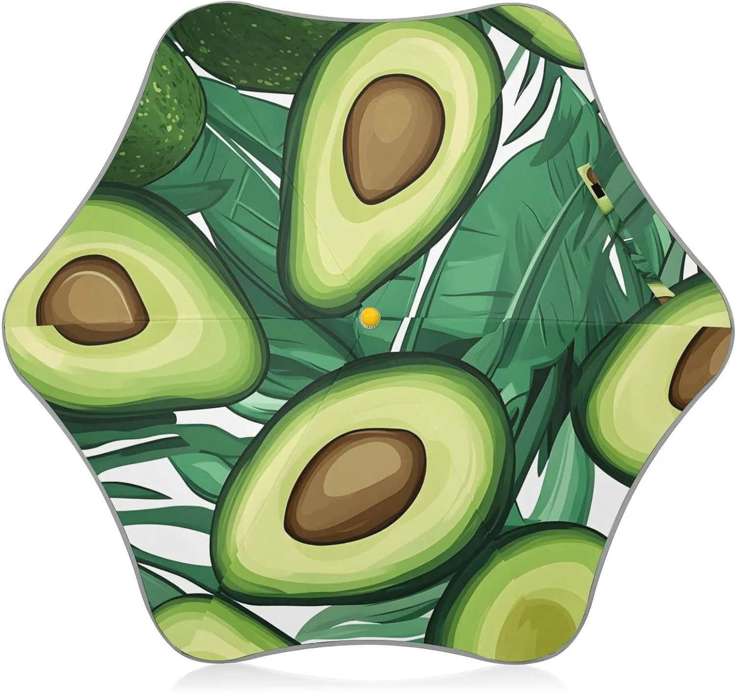 Kids Long Handle Folding Umbrella Avocado Palm Leaves - Easy Push Switch for 3-8 Years Old, Waterproof & UV50  Protection, Safe & Cute Design Umbrella for Rain