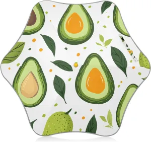 Kids Long Handle Folding Umbrella Avocado Pattern Green Leaves - Easy Push Switch for 3-8 Years Old, Waterproof & UV50  Protection, Safe & Cute Design Umbrella for Rain