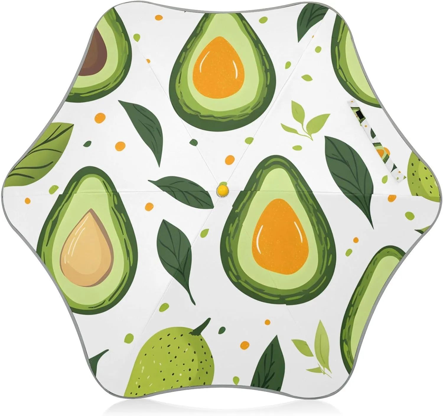 Kids Long Handle Folding Umbrella Avocado Pattern Green Leaves - Easy Push Switch for 3-8 Years Old, Waterproof & UV50  Protection, Safe & Cute Design Umbrella for Rain