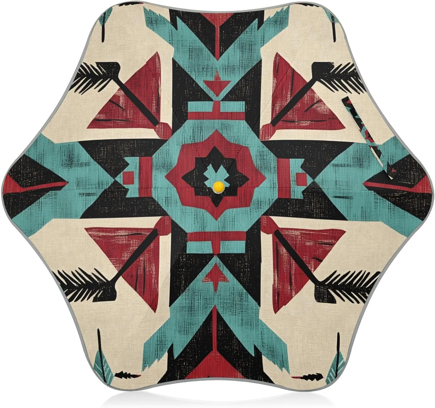 Kids Long Handle Folding Umbrella Aztec Ethnic Pattern - Easy Push Switch for 3-8 Years Old, Waterproof & UV50  Protection, Safe & Cute Design Umbrella for Rain