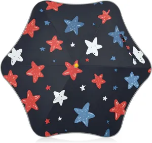 Kids Long Handle Folding Umbrella Colorful Star Pattern - Easy Push Switch for 3-8 Years Old, Waterproof & UV50  Protection, Safe & Cute Design Umbrella for Rain