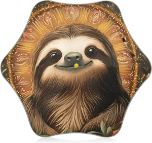 Kids Long Handle Folding Umbrella Cute Sloth Flowers Art - Easy Push Switch for 3-8 Years Old, Waterproof & UV50  Protection, Safe & Cute Design Umbrella for Rain