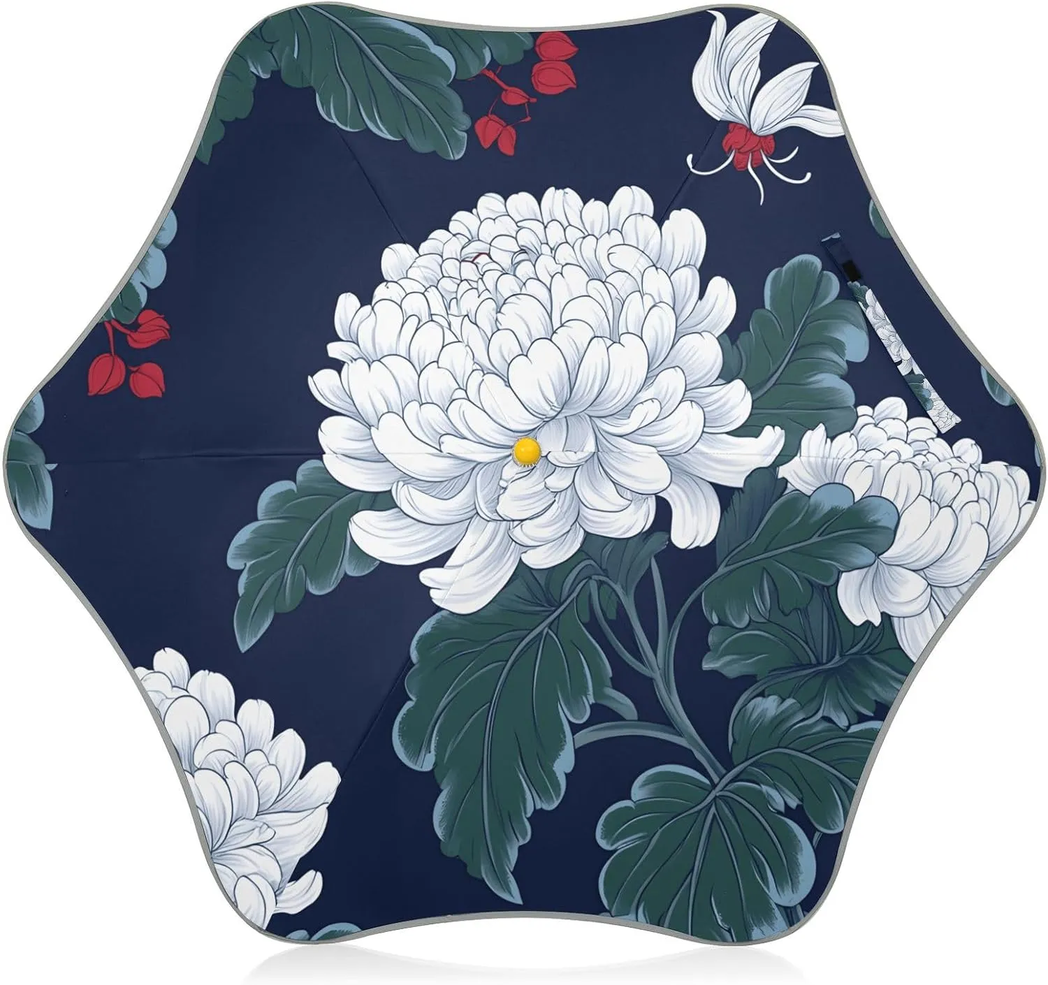 Kids Long Handle Folding Umbrella Floral Chrysanthemum Leaf - Easy Push Switch for 3-8 Years Old, Waterproof & UV50  Protection, Safe & Cute Design Umbrella for Rain