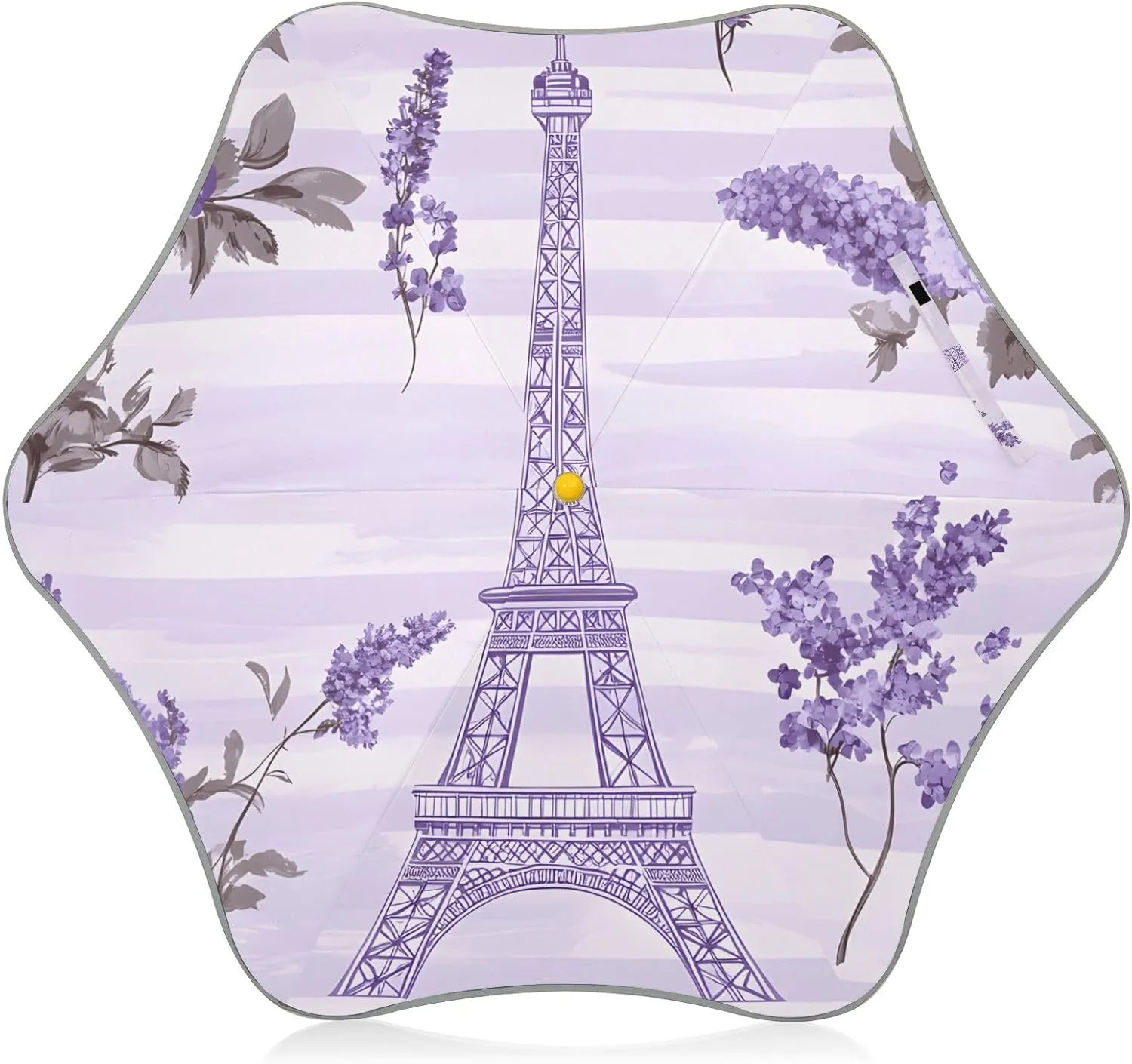 Kids Long Handle Folding Umbrella Lavender Flower Paris Eiffel Tower - Easy Push Switch for 3-8 Years Old, Waterproof & UV50  Protection, Safe & Cute Design Umbrella for Rain