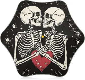 Kids Long Handle Folding Umbrella Romantic Skeletons Skull Love - Easy Push Switch for 3-8 Years Old, Waterproof & UV50  Protection, Safe & Cute Design Umbrella for Rain