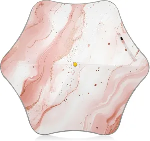 Kids Long Handle Folding Umbrella Rose Gold Marbling Print - Easy Push Switch for 3-8 Years Old, Waterproof & UV50  Protection, Safe & Cute Design Umbrella for Rain