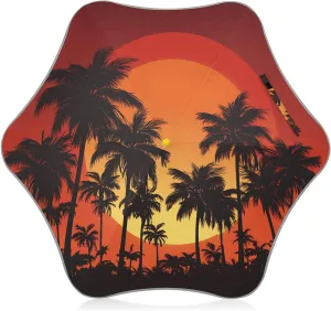 Kids Long Handle Folding Umbrella Tropical Palm Tree Sunset - Easy Push Switch for 3-8 Years Old, Waterproof & UV50  Protection, Safe & Cute Design Umbrella for Rain