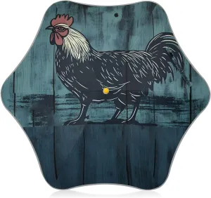Kids Long Handle Folding Umbrella Vintage Wooden Rooster - Easy Push Switch for 3-8 Years Old, Waterproof & UV50  Protection, Safe & Cute Design Umbrella for Rain