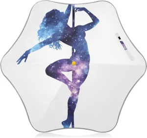 Kids Long Handle Folding Umbrella Watercolor Dancer Galaxy Star - Easy Push Switch for 3-8 Years Old, Waterproof & UV50  Protection, Safe & Cute Design Umbrella for Rain