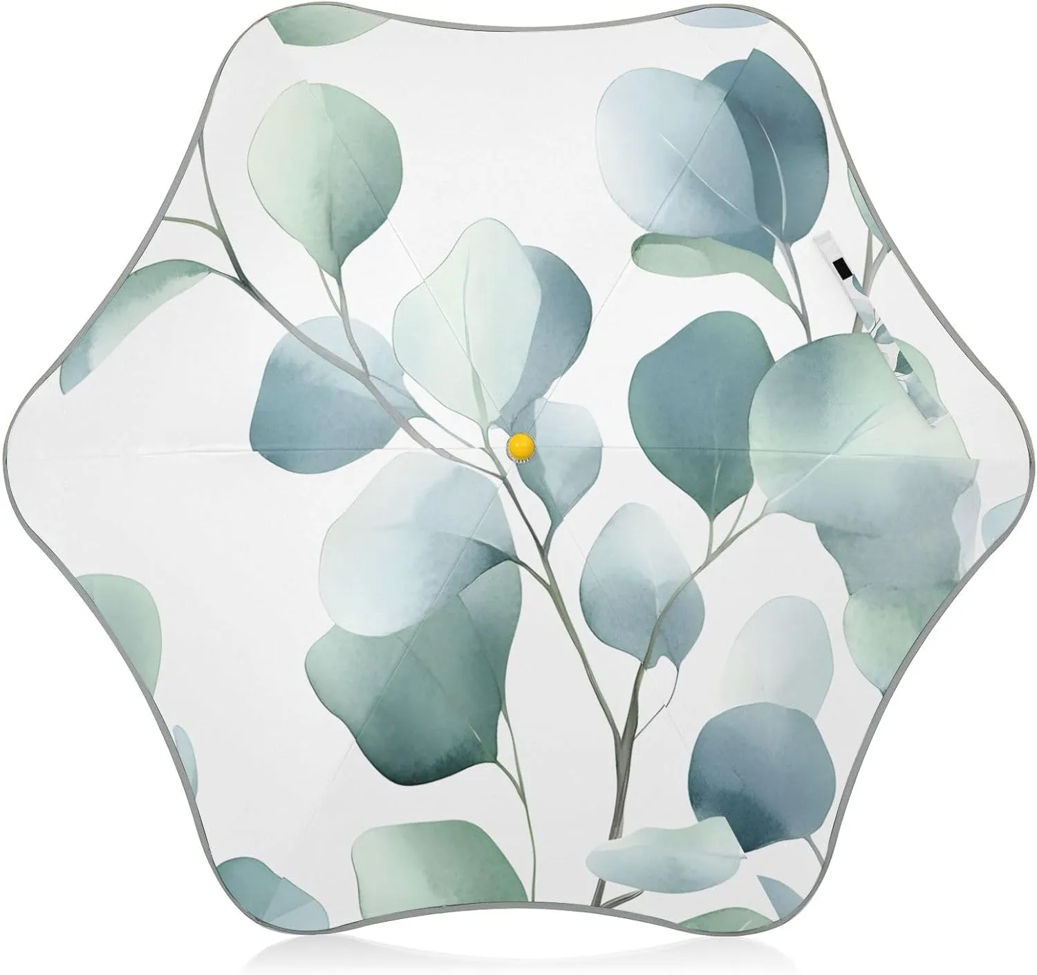 Kids Long Handle Folding Umbrella Watercolor Eucalyptus Green Leaves - Easy Push Switch for 3-8 Years Old, Waterproof & UV50  Protection, Safe & Cute Design Umbrella for Rain