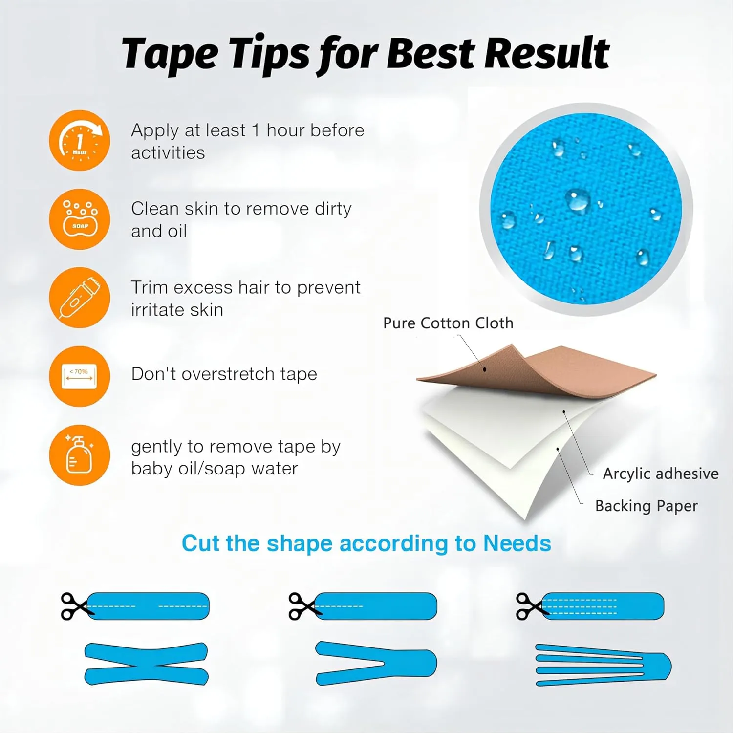 Kinesiology Tape Precut Pro-4Pack | Waterproof Elastic Athletic Tape, 66 ft 80 Strips, Medical Grade Cotton Adhesive Sports Tape for Muscle Pain Relief & Joint Support, Breathable K Tape-4Color