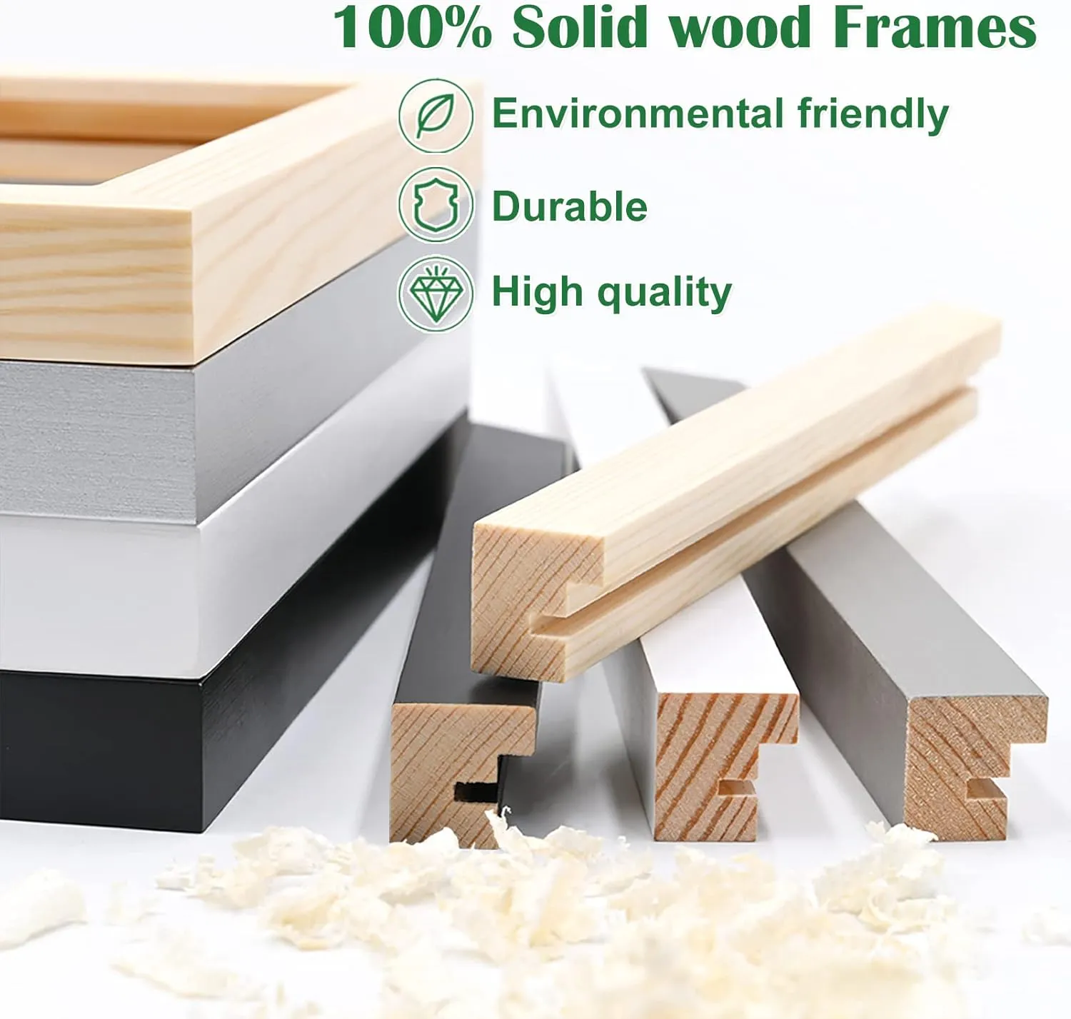 KINLINK 5x7 Picture Frame Black, Solid Wood Frames with Acrylic Plexiglass for Pictures 4x6 With Mat or 5x7 Without Mat,Tabletop and Wall Display Photo Frame Set of 4