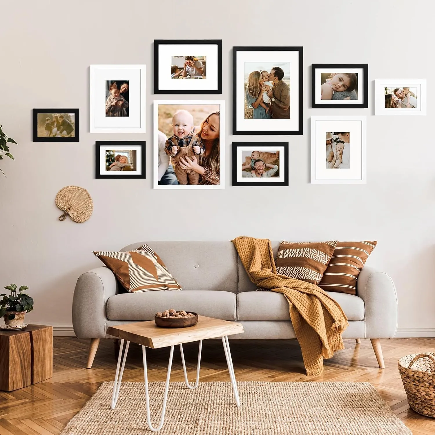 KINLINK 5x7 Picture Frame Black, Solid Wood Frames with Acrylic Plexiglass for Pictures 4x6 With Mat or 5x7 Without Mat,Tabletop and Wall Display Photo Frame Set of 4