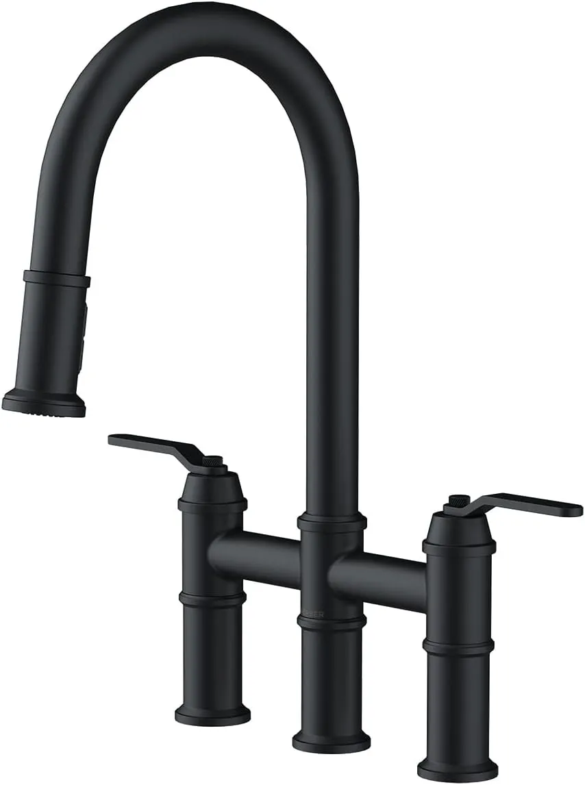 Kinzie 2H Bridge Pull-Down Kitchen Faucet 1.75 gpm Satin Black