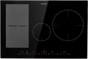 Klarstein Delicatessa 77 Hybrid Built-in Cooker - Induction Hob, Built-in Cooker, 4 Zone, 7000 Watt, Touch Control Panel, Flex Zone Technology, Pan Detection, Stop Timer, Glass Ceramic, Black