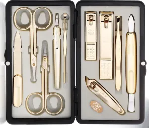Korean Nail Clipper| World No. 1. Three Seven (777) Premium Quality Gift Travel Manicure Grooming Kit Nail Clipper Set (10 PCs, 2100G), Made in Korea, Since 1975, Gold
