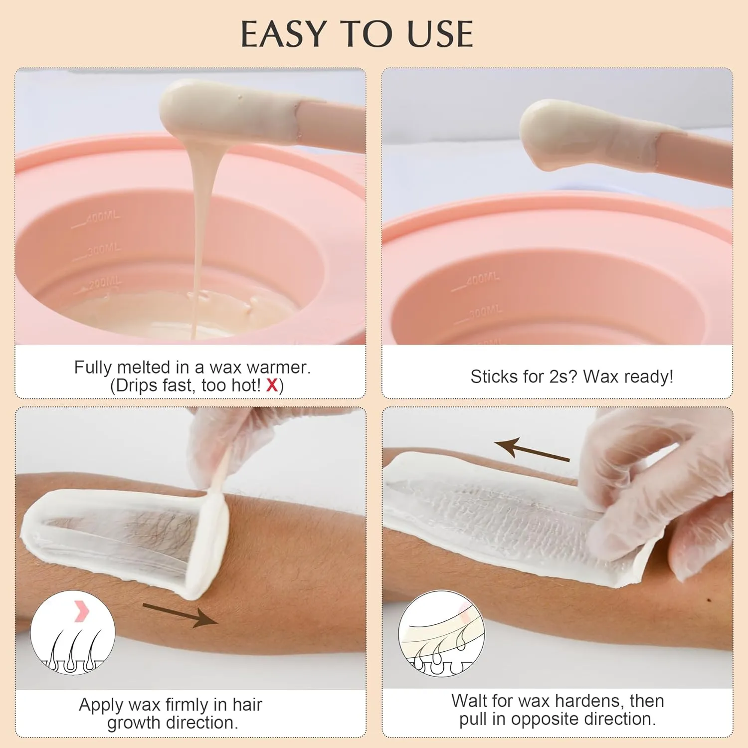 KOTAMU Wax Kit, Waxing Kit for Women Men Hair Removal, Digital Waxing Machine for Face Eyebrow Bikini Brazilian Leg Body &Sensitive Skin, Pink Wax Warmer With 44 Accessories for Home Salon Use