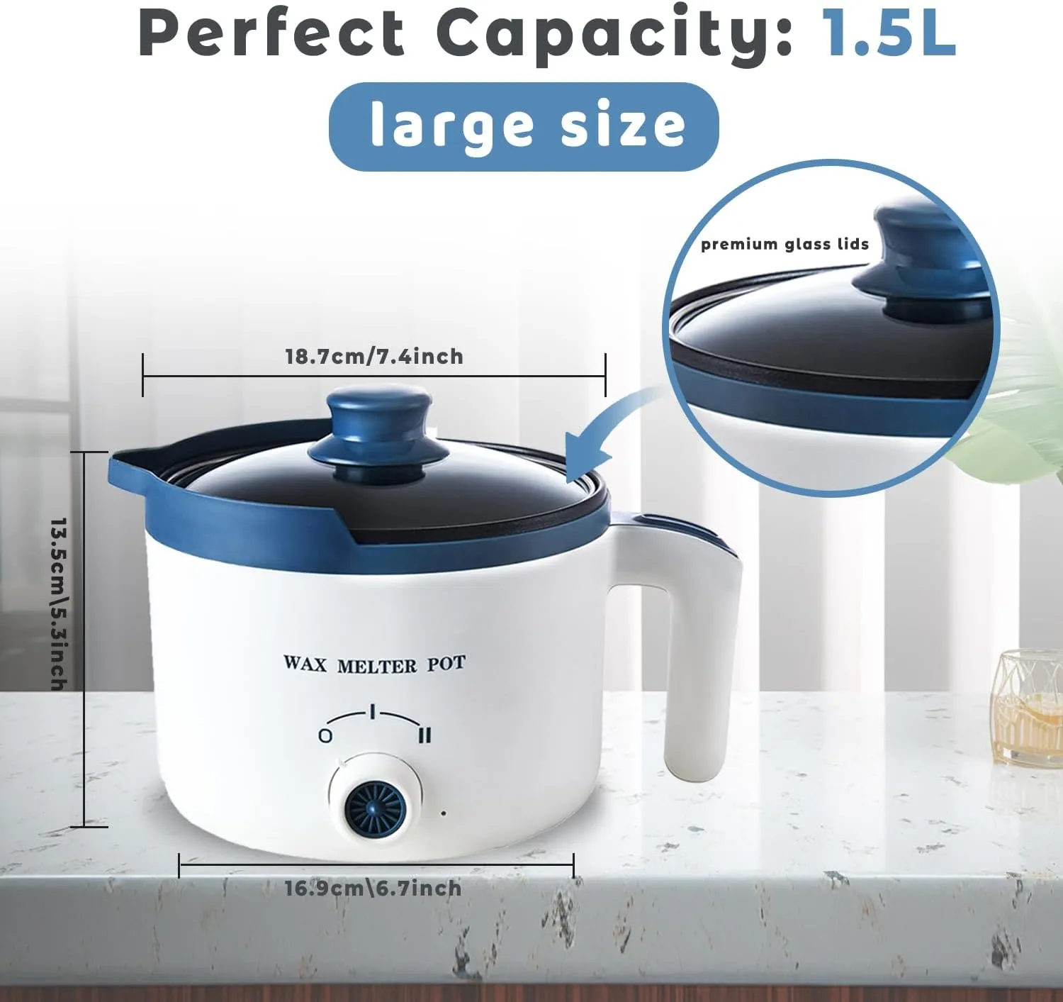 Ksedcon Candle Melting Pot, Electric Wax Melter for Candle Making with Pouring Spout, Non-Stick Small Candle Making Pouring Pot