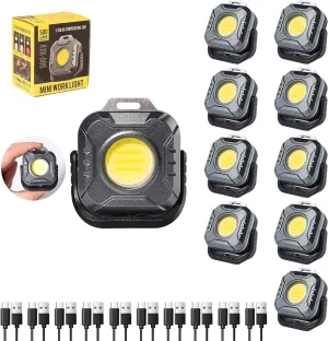 KunHe 10 Pack Bulk Gifts for Men Dad Mini Portable LED Rechargeable Magnetic Multifunctional Work Light 500 Lumens Waterproof for Car Purse Light Repairing Household Use Emergency Purposes