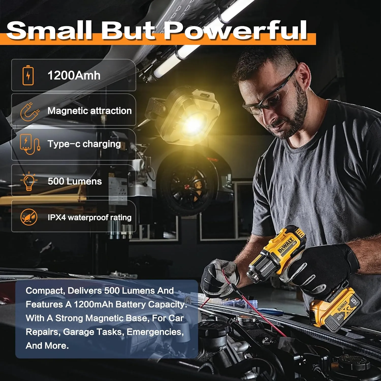 KunHe 10 Pack Bulk Gifts for Men Dad Mini Portable LED Rechargeable Magnetic Multifunctional Work Light 500 Lumens Waterproof for Car Purse Light Repairing Household Use Emergency Purposes