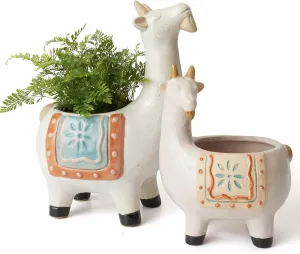 LA JOLIE MUSE Ceramic Goat Succulent Planter Animal Pots - 7.3   5.3 Inch Cute Glazed Pottery Indoor Flower Plant Pots with Sandy Gravel Detailing, Home Decor