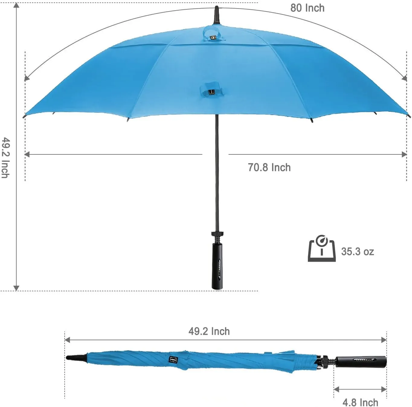 LANBRELLA Golf Umbrell 72/80 Inch Extra Large Oversize Windproof Stick Umbrella