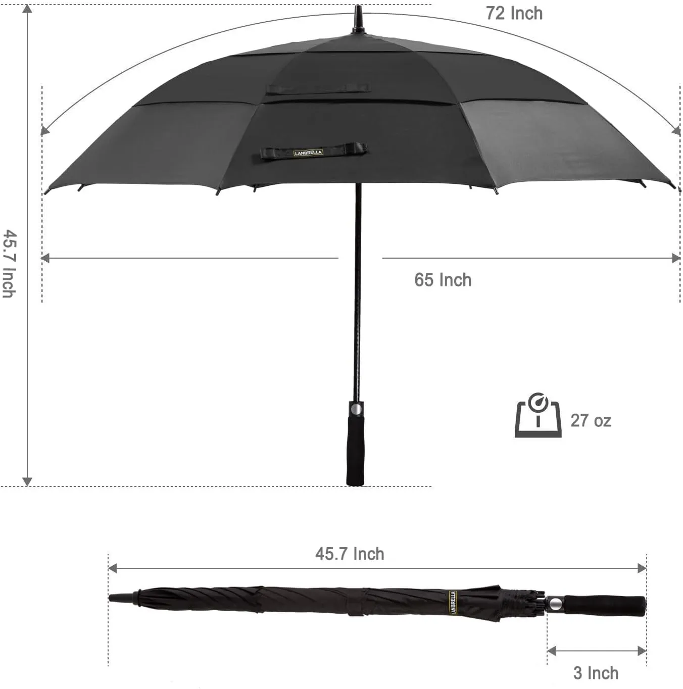 LANBRELLA Golf Umbrell 72/80 Inch Extra Large Oversize Windproof Stick Umbrella