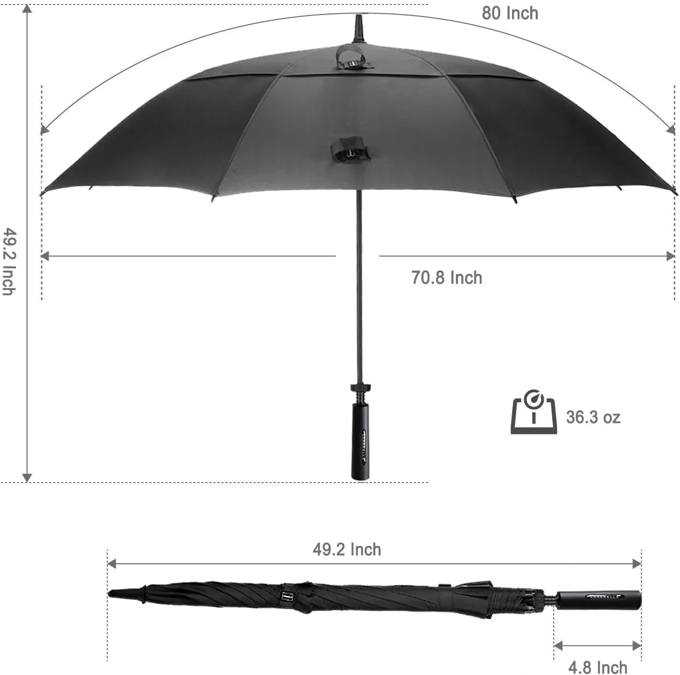 LANBRELLA Golf Umbrell 72/80 Inch Extra Large Oversize Windproof Stick Umbrella