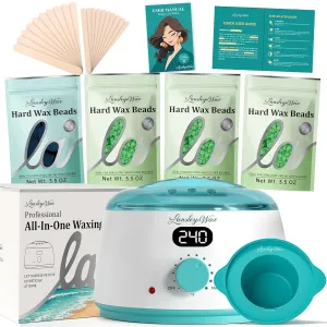 LANSLEYWAX Digital Waxing Kit for Women Men 2025, Wax Warmer for Hair Removal with Silicone Pot, Hard Wax Kit, Waxing Machine for Sensitive Skin Brazilian Bikini Leg Eyebrow Full Body Home Use