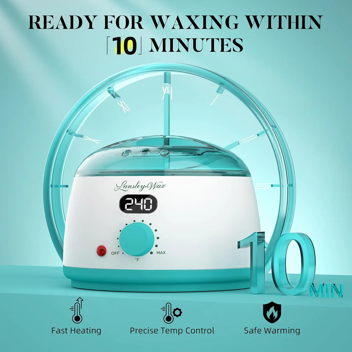 LANSLEYWAX Digital Waxing Kit for Women Men 2025, Wax Warmer for Hair Removal with Silicone Pot, Hard Wax Kit, Waxing Machine for Sensitive Skin Brazilian Bikini Leg Eyebrow Full Body Home Use