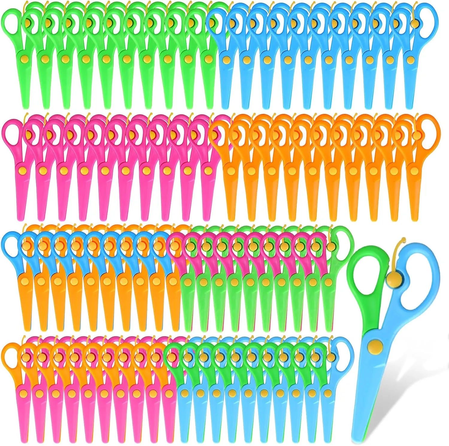 Lanties 80 Pcs Toddler Safety Scissors Colorful Plastic Blunt Tip Scissors Training Shears for Kids Preschool Children Art Craft Supplies School Classroom Kindergarten DIY Cutting Paper Scrapbook Card