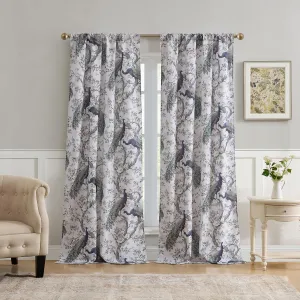 Laura Ashley Belvedere Window Curtains with Rod Pocket, 96-inch Length, 2 Panels Set, Canvas Light Filtering, Peacock