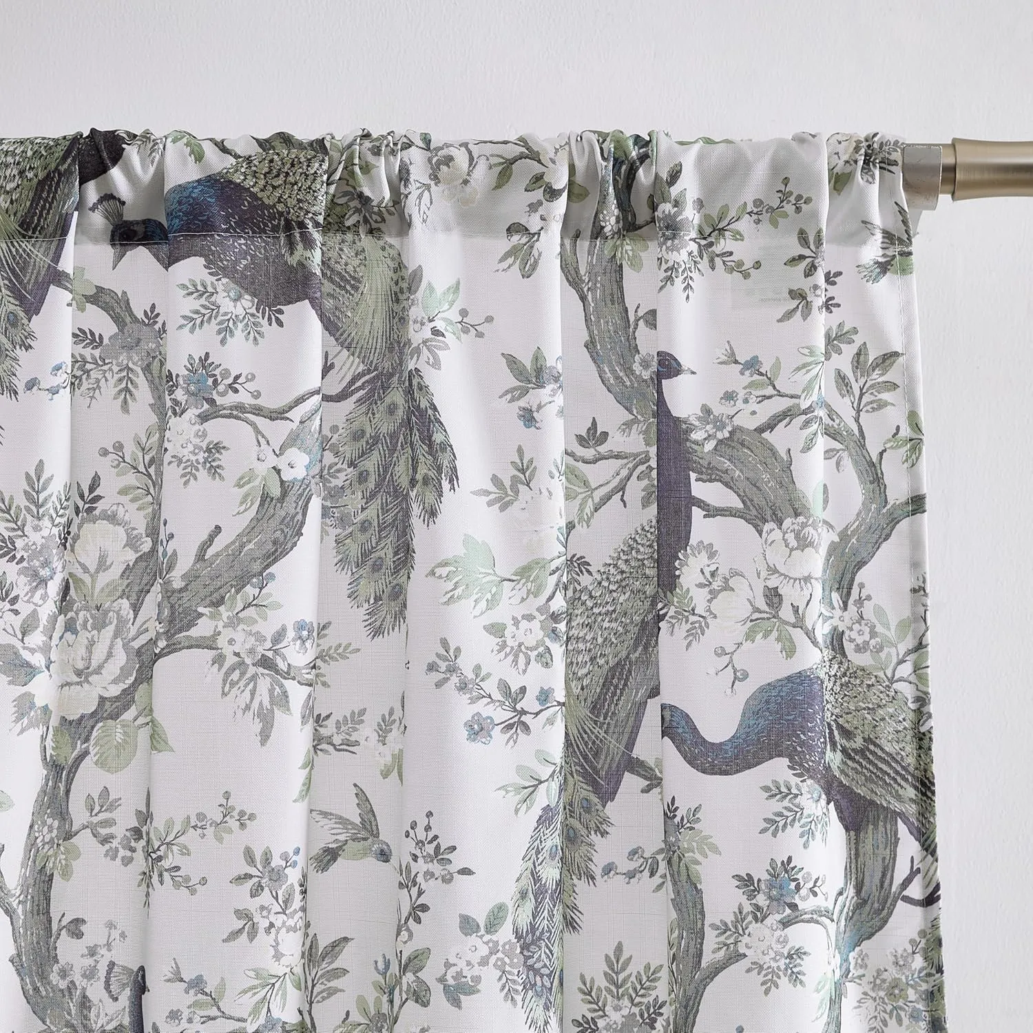 Laura Ashley Belvedere Window Curtains with Rod Pocket, 96-inch Length, 2 Panels Set, Canvas Light Filtering, Peacock