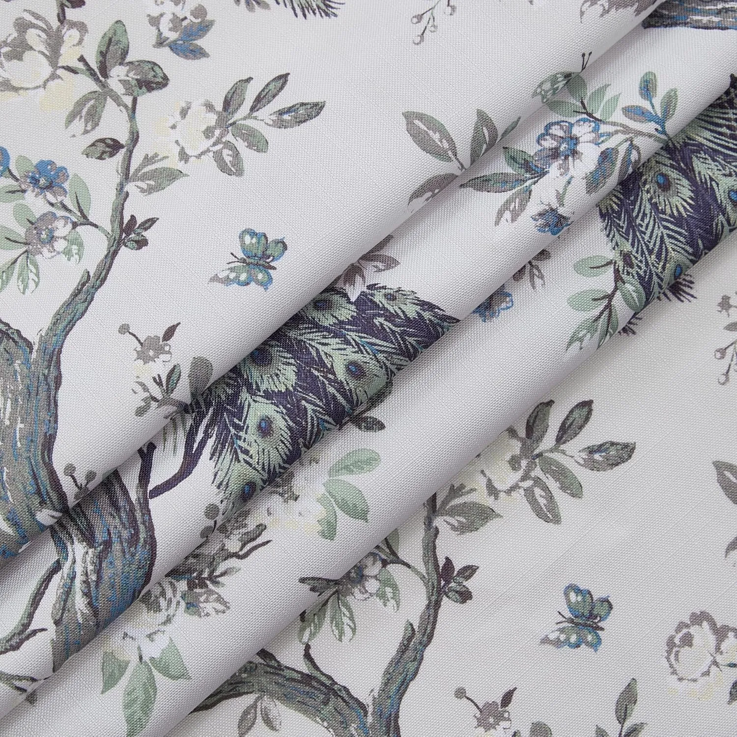 Laura Ashley Belvedere Window Curtains with Rod Pocket, 96-inch Length, 2 Panels Set, Canvas Light Filtering, Peacock