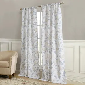 Laura Ashley Hydrangea Window Curtains with Rod Pocket, 84-inch Length, 2 Panels Set, Canvas Light Filtering, Taupe